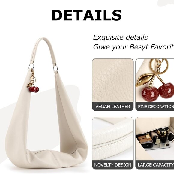 Slouchy Hobo Bags for Women Soft Vegan Leather Sling Bag Designer Shoulder Purse - Picture 3 of 6